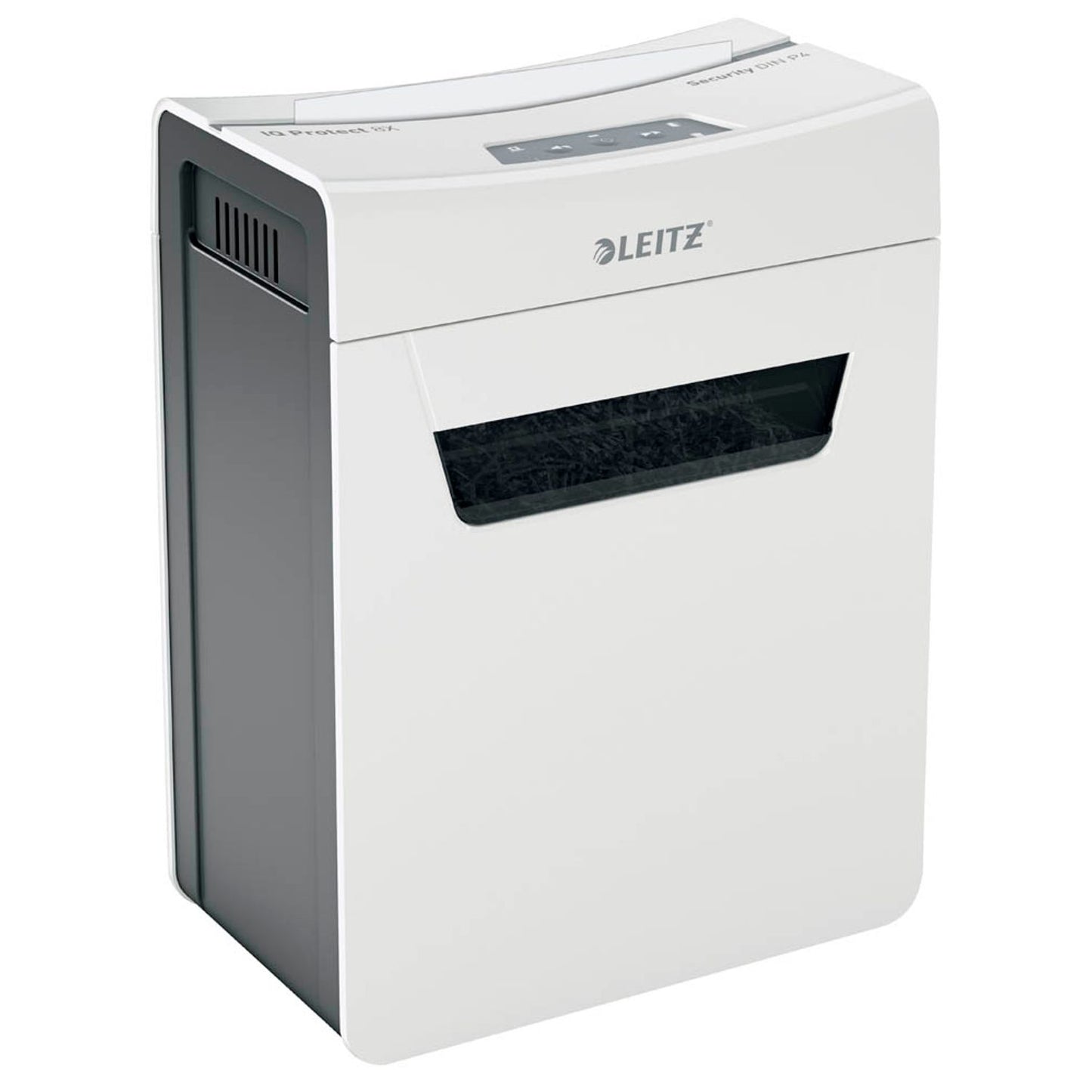 LEITZ IQ 8X Protect Premium Aktenvernichter mit Partikelschnitt P-4, 4 x 40 mm, bis , weiß | 80910000