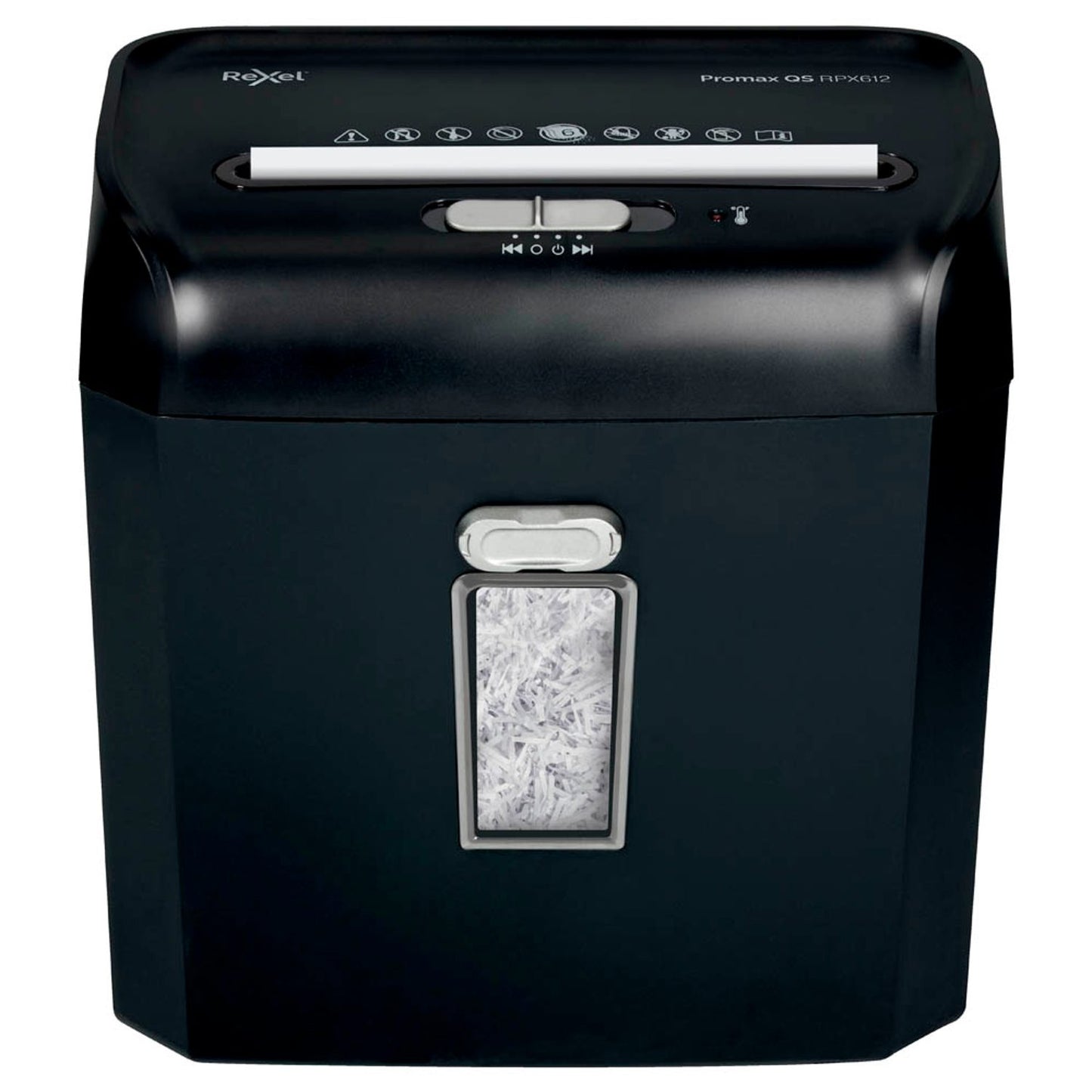 Rexel ProMax RPX612 Aktenvernichter mit Partikelschnitt P-4, 4 x 40 mm, bis , schwarz | 2104579EU