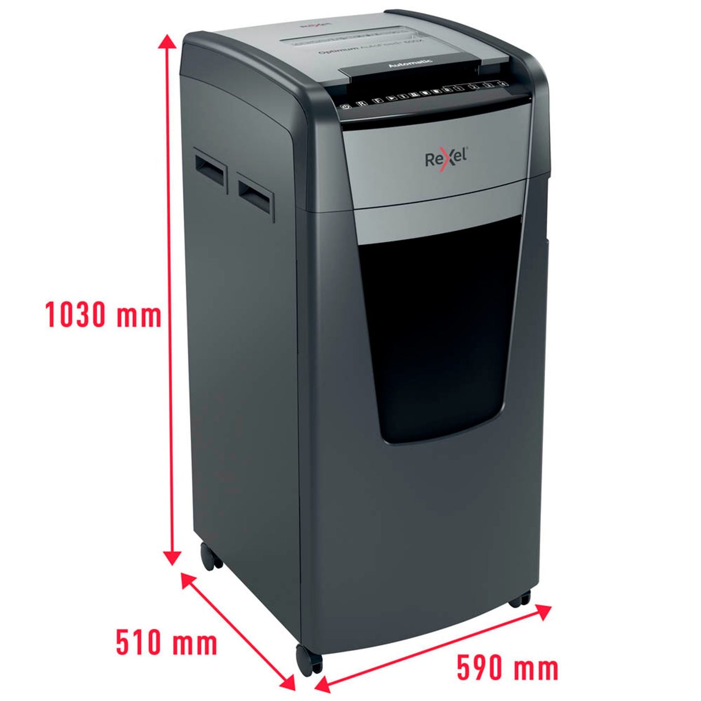 Rexel Optimum AutoFeed+ 600X Aktenvernichter mit Partikelschnitt P-4, 4 x 28 mm, bis , schwarz | 2020600,00 XEU