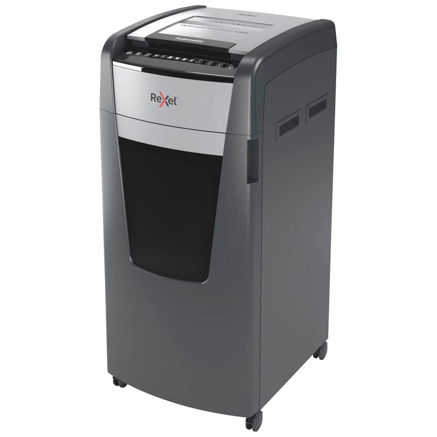 Rexel Optimum AutoFeed+ 600M Aktenvernichter mit Partikelschnitt P-5, 2 x 15 mm, bis , schwarz | 2020600MEU