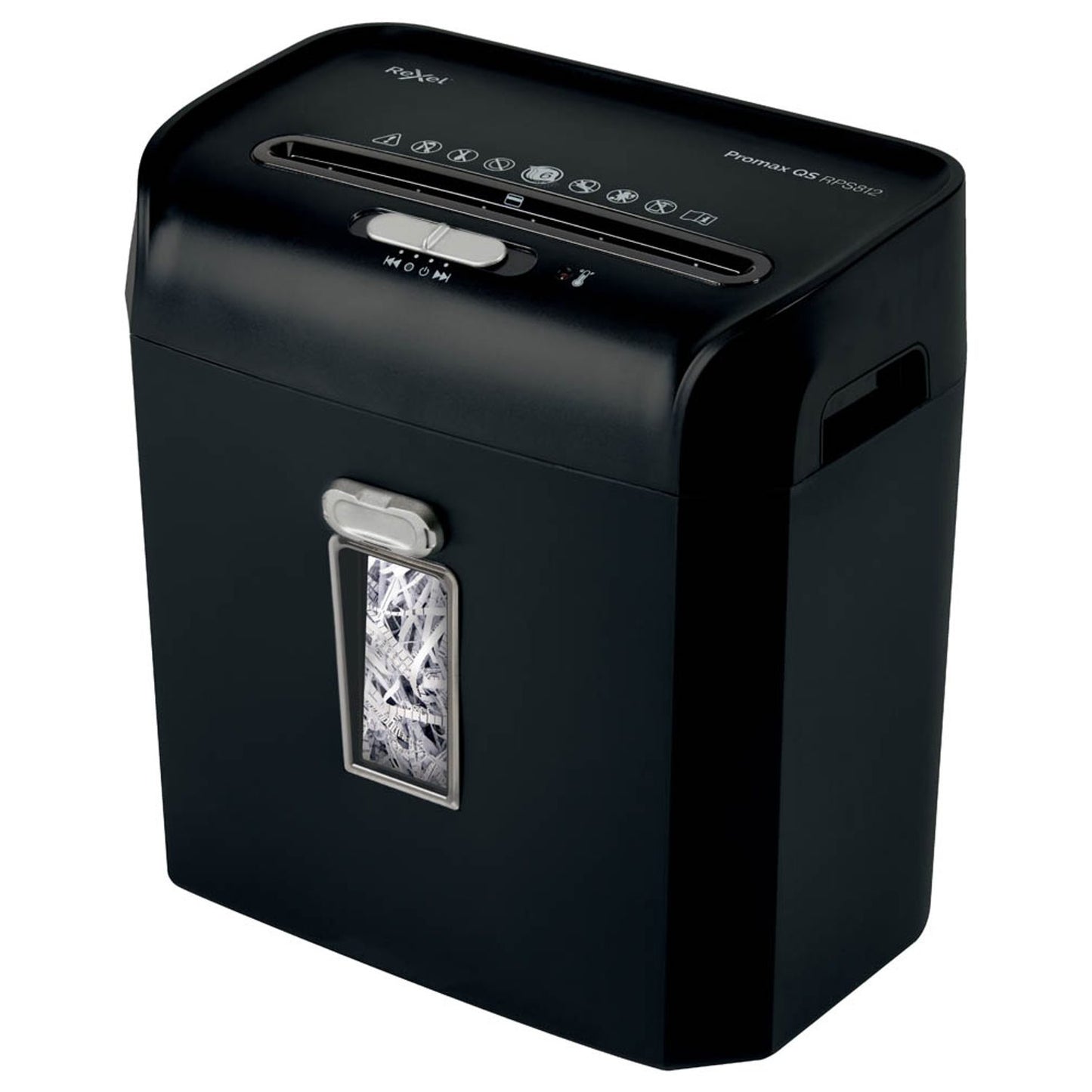 Rexel ProMax RPS812 Aktenvernichter mit Streifenschnitt P-2, 6 mm, bis , schwarz | 2104580EU