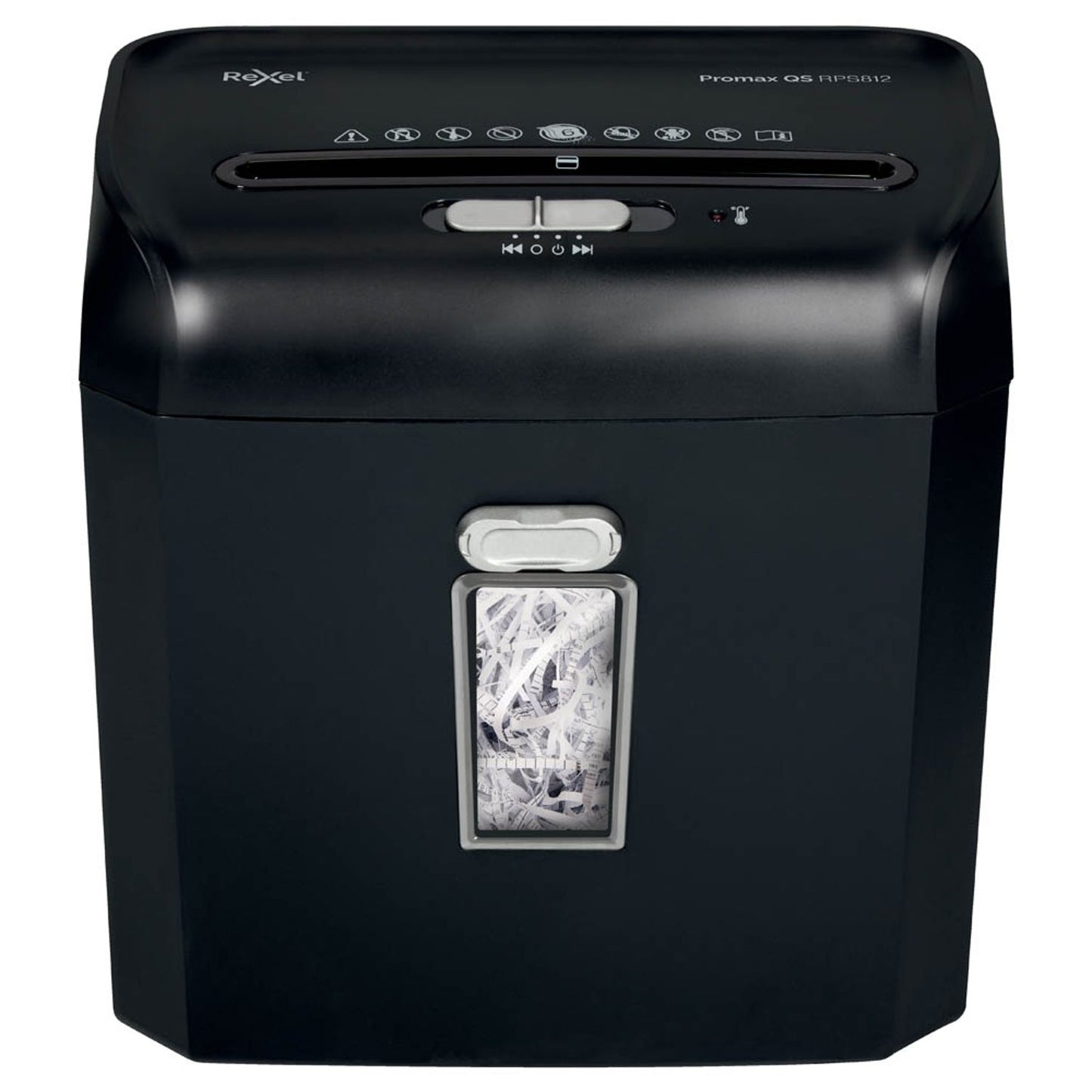 Rexel ProMax RPS812 Aktenvernichter mit Streifenschnitt P-2, 6 mm, bis , schwarz | 2104580EU