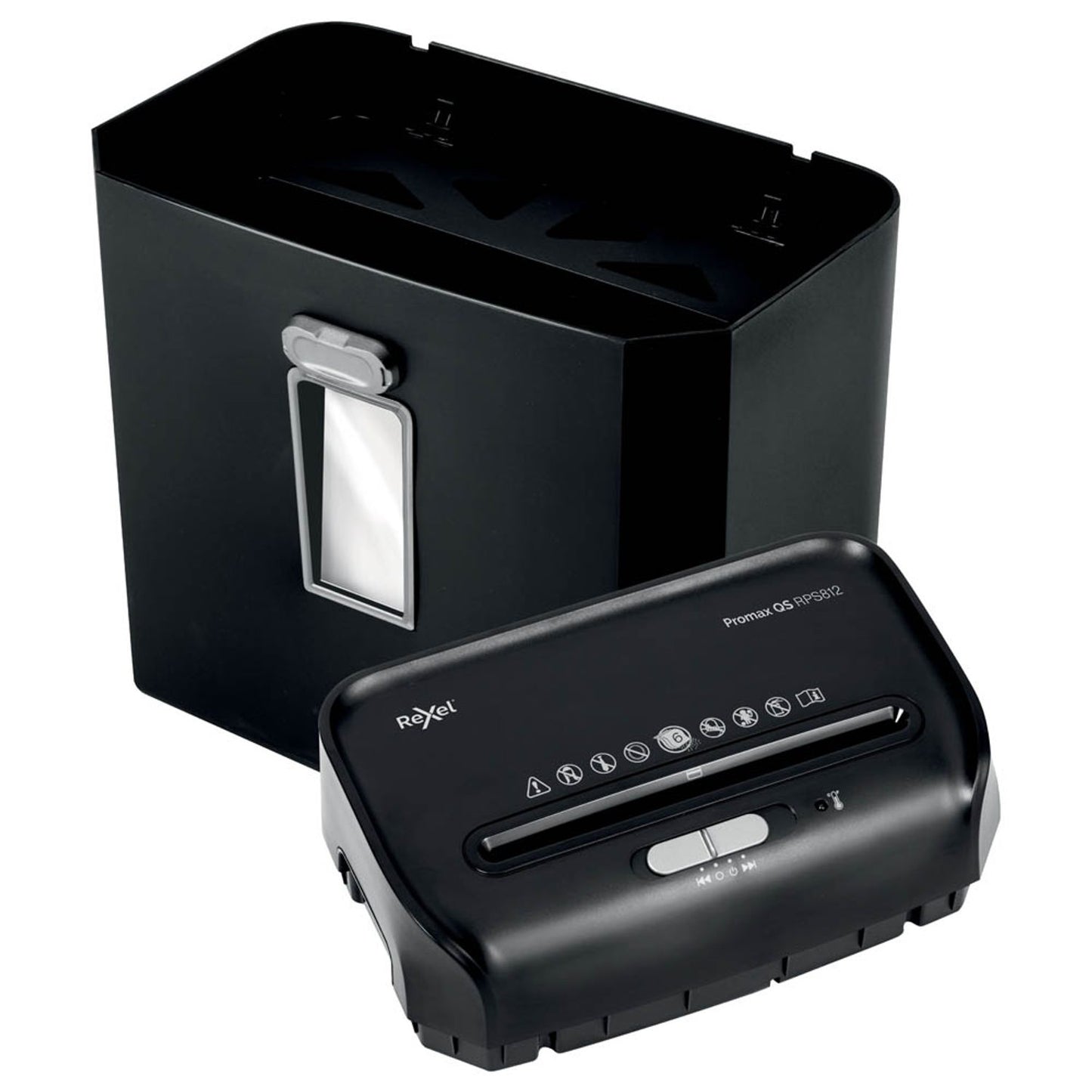 Rexel ProMax RPS812 Aktenvernichter mit Streifenschnitt P-2, 6 mm, bis , schwarz | 2104580EU