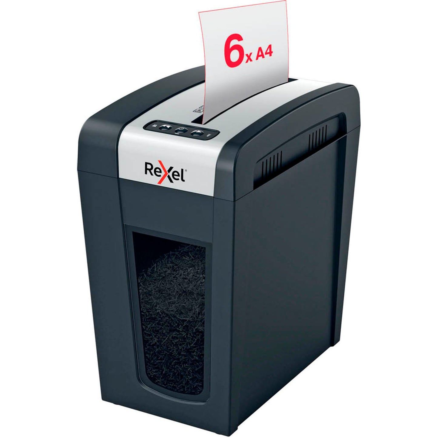 Rexel Secure MC6-SL Aktenvernichter mit Partikelschnitt P-5, 2 x 15 mm, bis , schwarz | 2020133EU