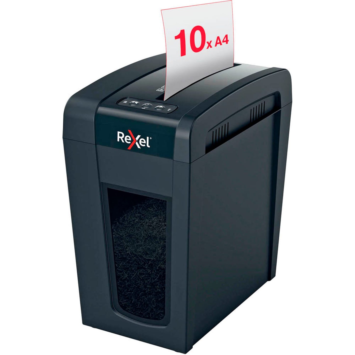 Rexel Secure X10-SL Aktenvernichter mit Partikelschnitt P-4, 4 x 40 mm, bis , schwarz | 2020127EU
