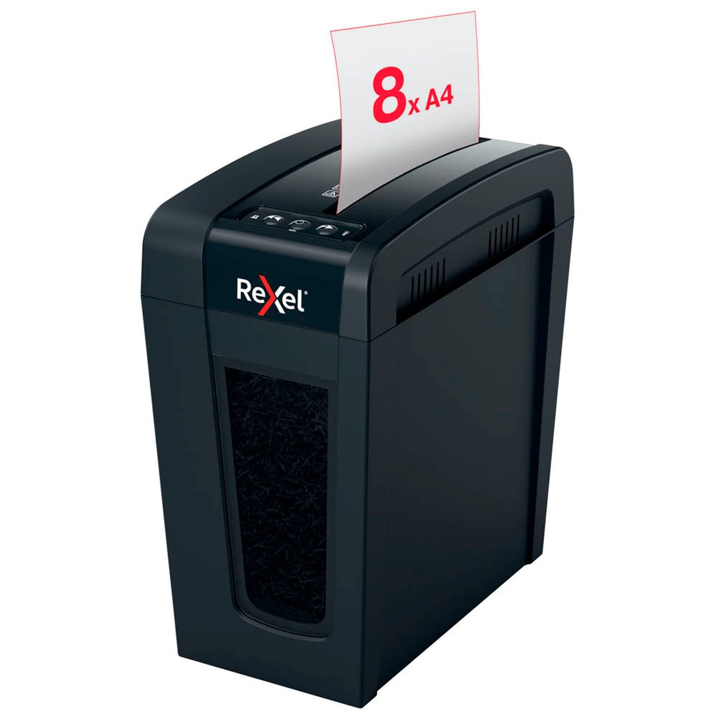 Rexel Secure X8-SL Aktenvernichter mit Partikelschnitt P-4, 4 x 40 mm, bis , schwarz | 2020126EU