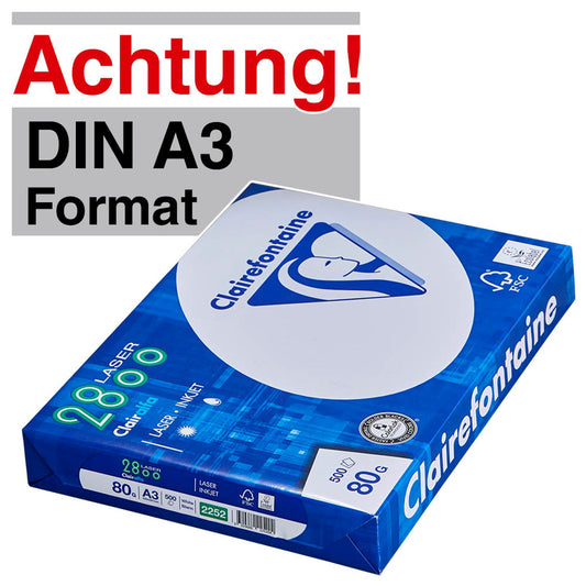 Clairefontaine Kopierpapier Laser2800 DIN A3 80 g/qm | 1969C | 1 Pack = 500 Blatt