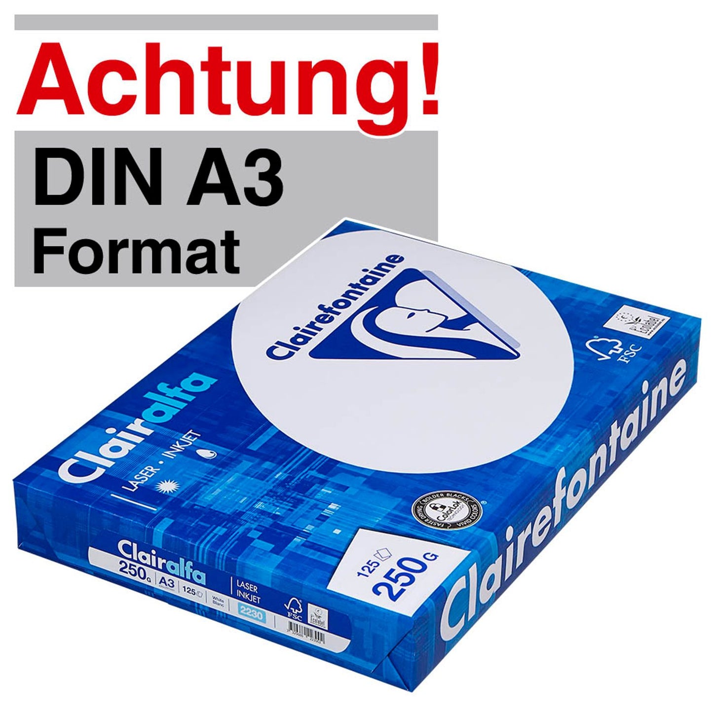Clairefontaine Kopierpapier Clairalfa DIN A3 250 g/qm | 2232C | 1 Pack = 125 Blatt