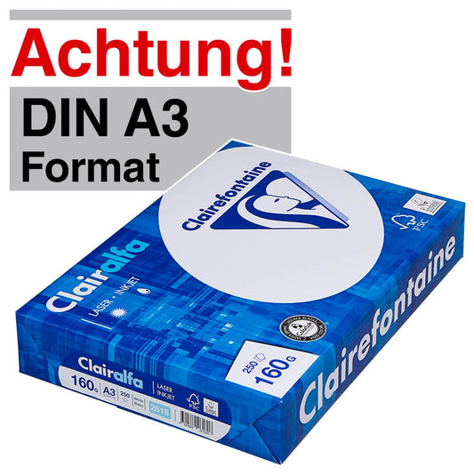 Clairefontaine Kopierpapier Clairalfa DIN A3 160 g/qm | 2619C | 1 Pack = 250 Blatt