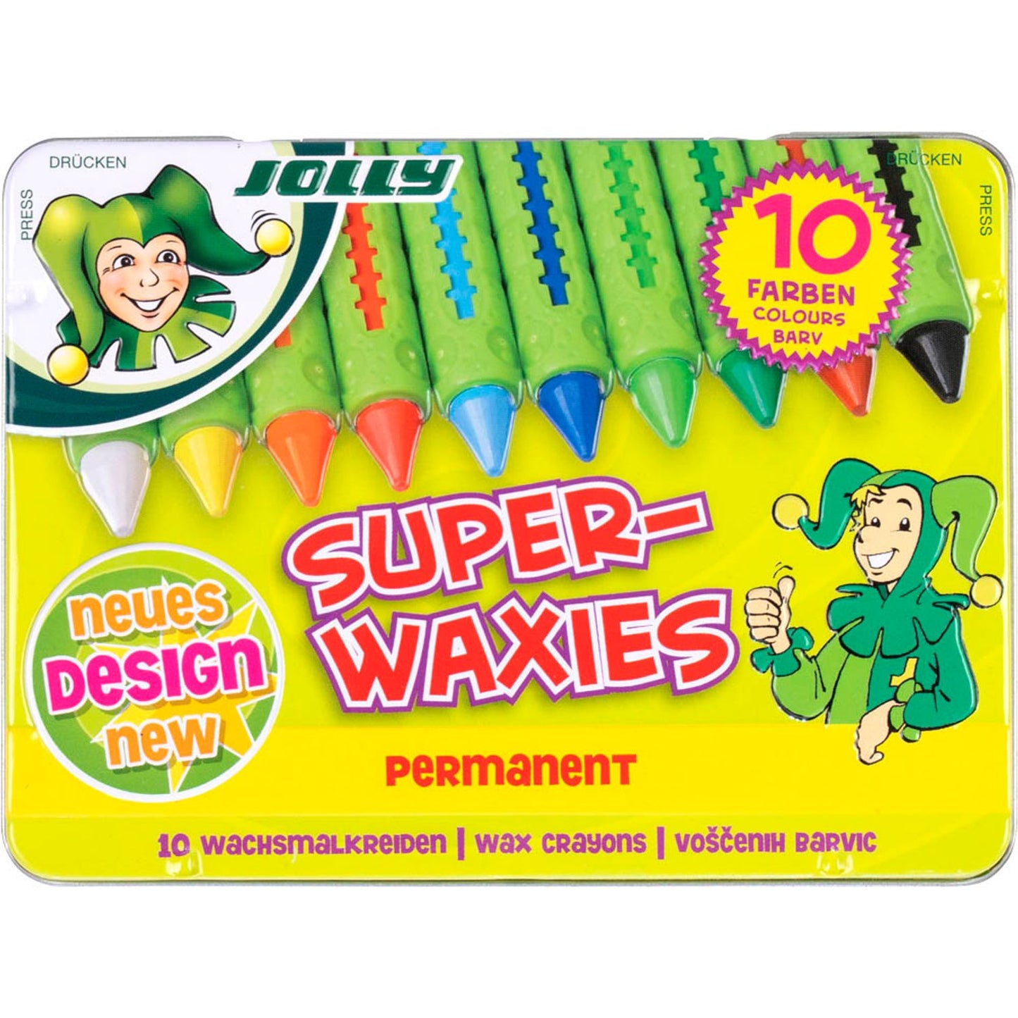 JOLLY SUPERWAXIES Wachsmalstifte farbsortiert | 5955-0015 | 1 Pack = 10 St.