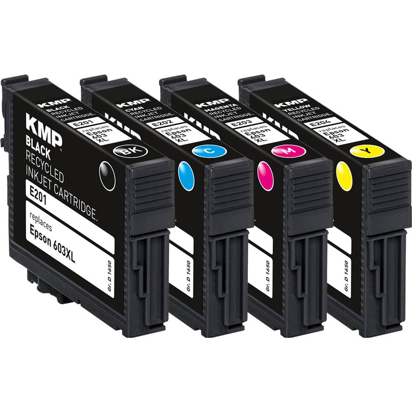 KMP E201V schwarz, cyan, magenta, gelb Druckerpatronen kompatibel zu EPSON 603XL (T03A6), 4er-Set | 1650,4005 | 1 Pack = 4 St.