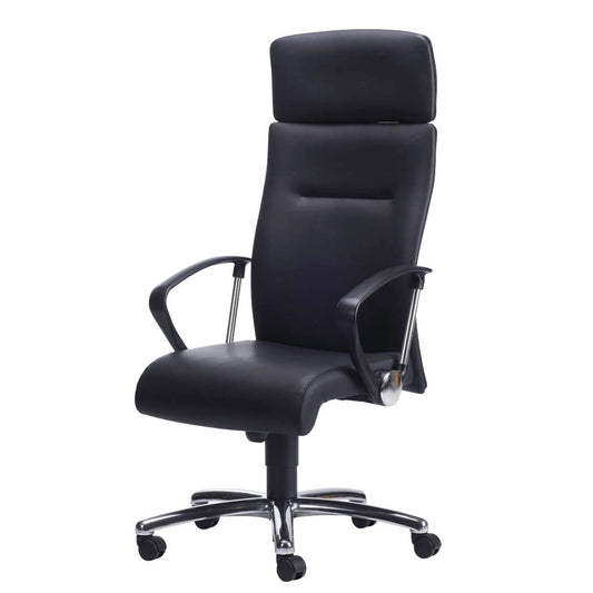 Nowy Styl Chefsessel Eco Lux Leder schwarz, Gestell chrom | ECO LUX TILT GTP 05CR LE-01