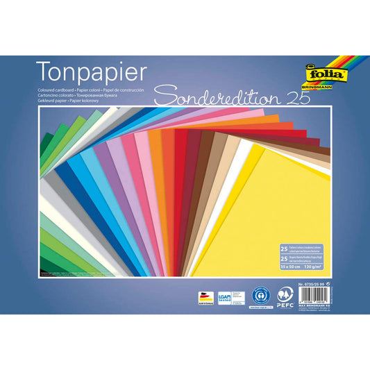 folia Tonpapier Sonderedition 25 farbsortiert 130 g/qm 25 Bogen | 6735/25 99 | 1 Pack = 25 Bogen