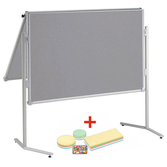 MAUL AKTION: Moderationswand professionell, klappbar 120,0 x 150,0 cm grau + GRATIS Moderations-Starter-Set, bestehend aus je 120 Moderationskarten Ø 9,5 cm, Ø 13,5 cm, 9,5 x 20,0 cm, 200 Signal-Nadeln | 6408282