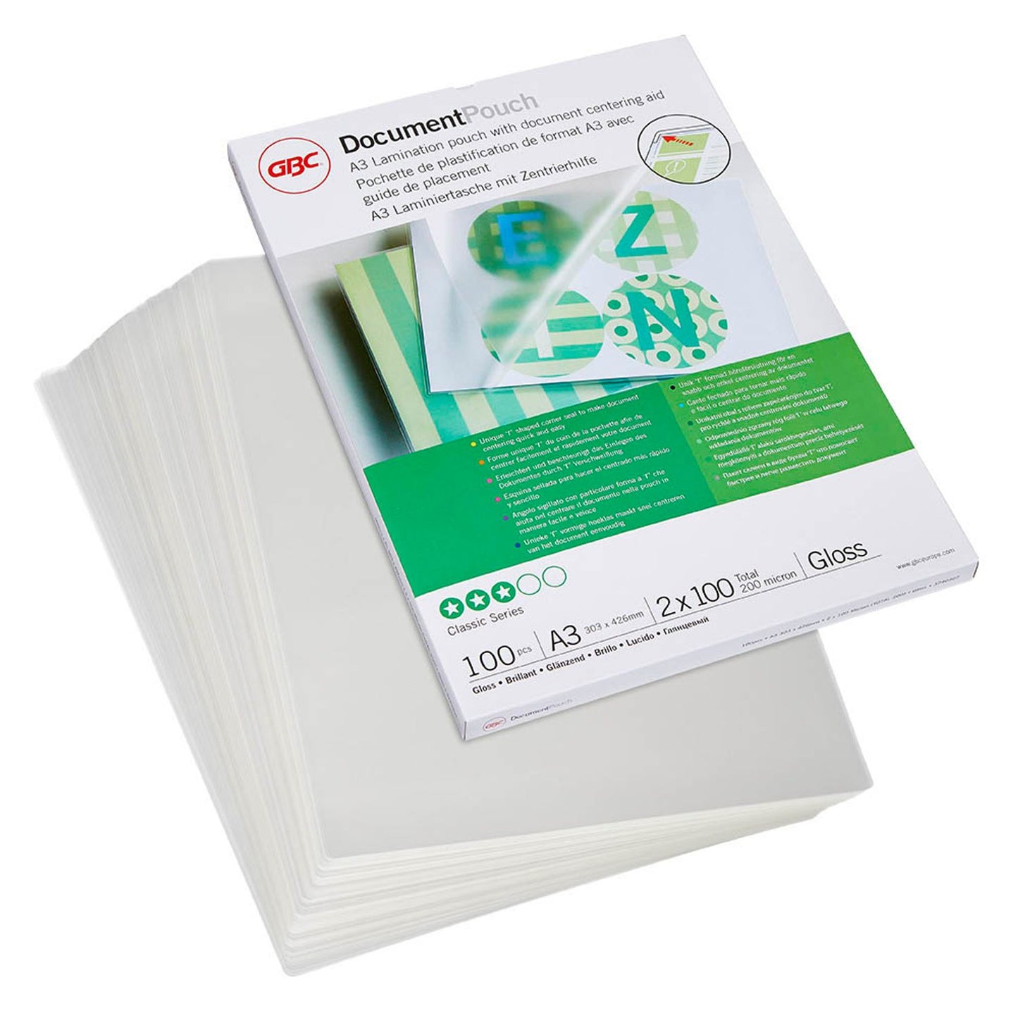 GBC Laminierfolien glänzend für A3 100 micron | 3740307 | 1 Pack = 100 St.