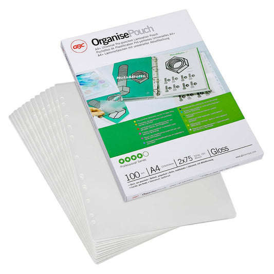 GBC Laminierfolien glänzend für A4 75 micron Universal-Lochung | 41664E | 1 Pack = 100 St.