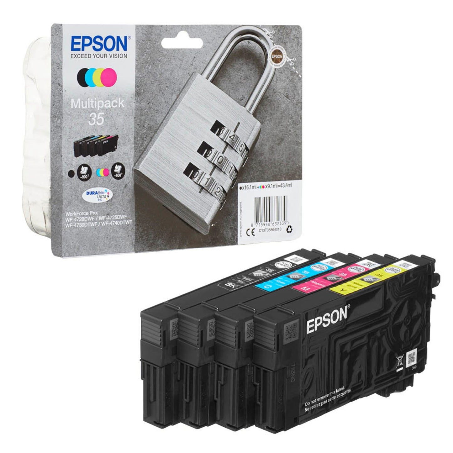 EPSON 35 / T3586 schwarz, cyan, magenta, gelb Druckerpatronen, 4er-Set | C13T35864010 | 1 Pack = 4 St.