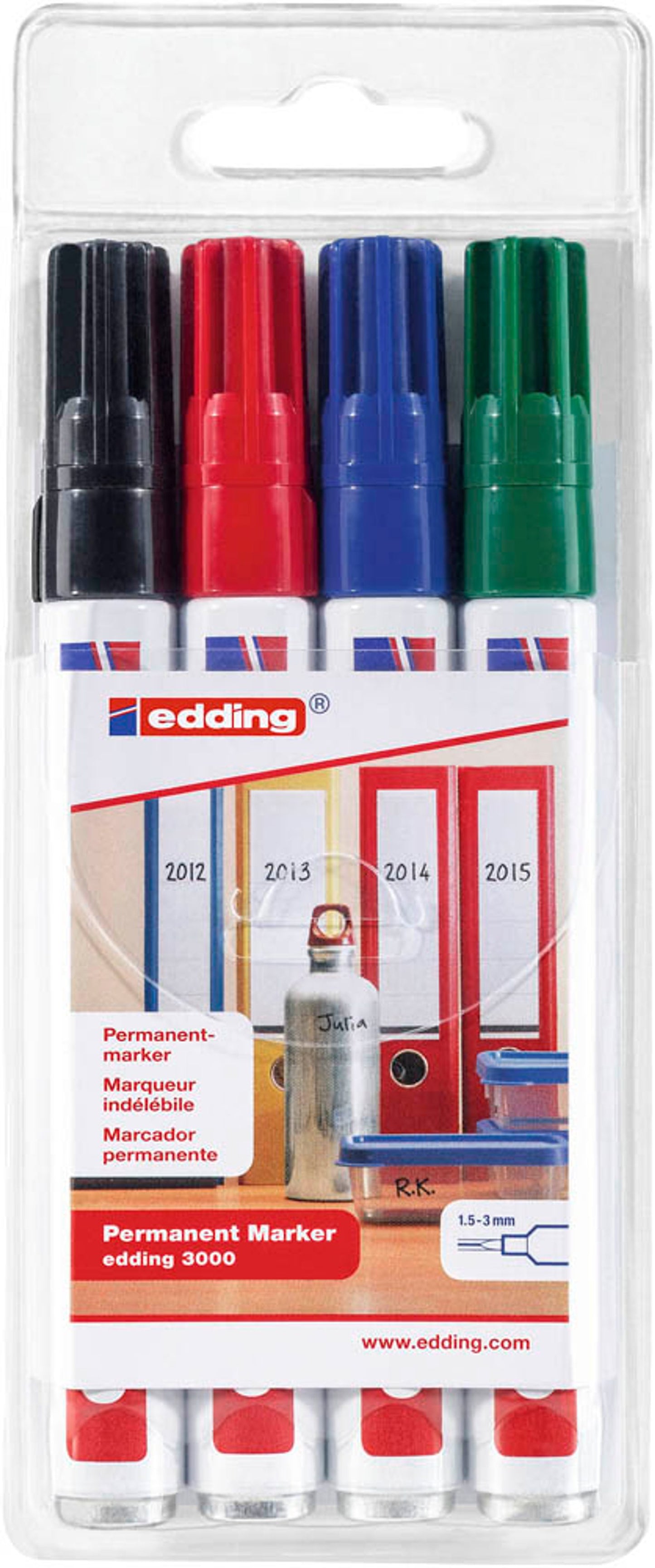 edding 3000 Permanentmarker farbsortiert 1,5 - 3,0 mm