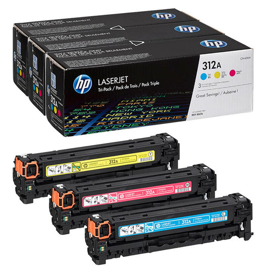 HP 312A () cyan, magenta, gelb Tonerkartuschen, 3er-Set | CF440AM | 1 Pack = 3 St.