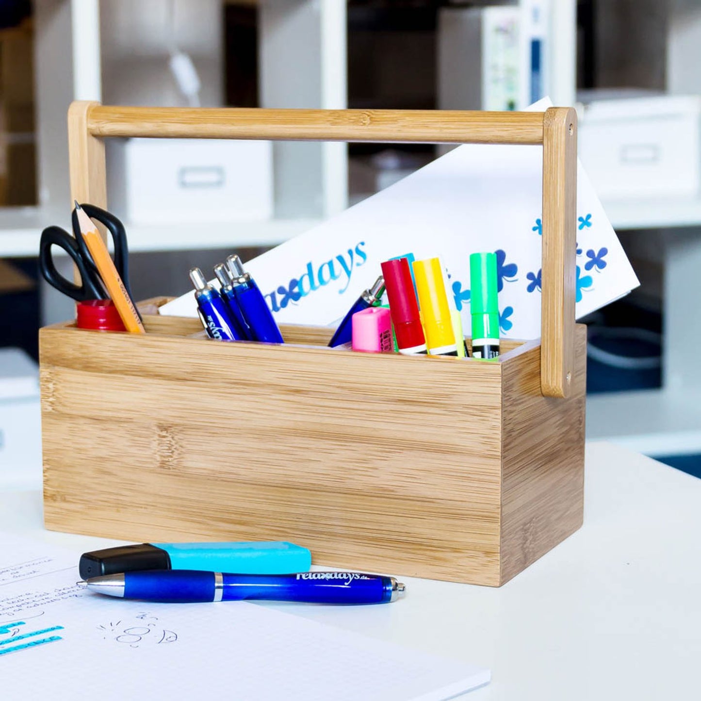 relaxdays Schreibtisch-Organizer braun Bambus 4 Fächer 25,0 x 11,5 x 20,0 cm | 10018880_0