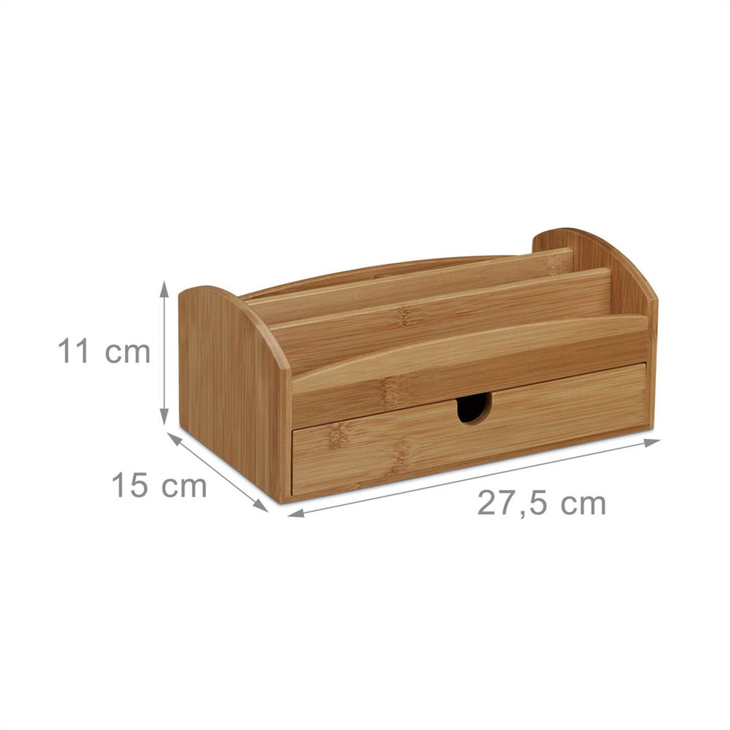 relaxdays Schreibtisch-Organizer braun Bambus 4 Fächer 27,5 x 15,0 x 11,0 cm | 10020247_0