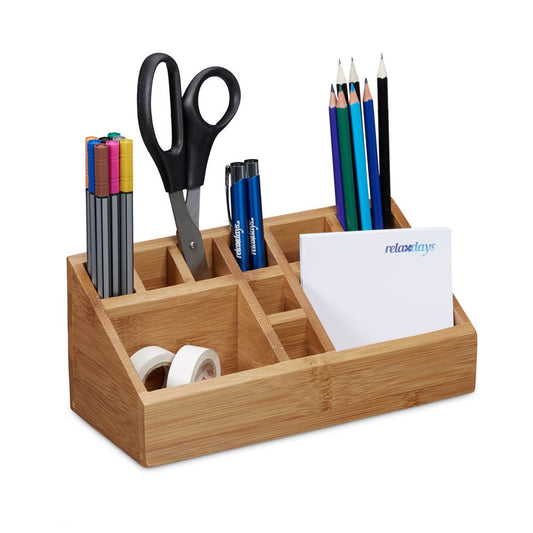 relaxdays Schreibtisch-Organizer braun Bambus 10 Fächer 23,0 x 10,0 x 10,0 cm | 10020248_0