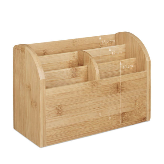 relaxdays Schreibtisch-Organizer braun Bambus 5 Fächer 22,0 x 10,0 x 15,0 cm | 10020337_0