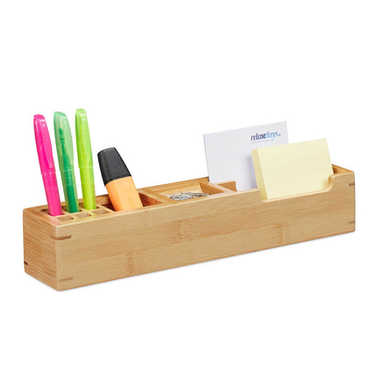 relaxdays Schreibtisch-Organizer braun Bambus 11 Fächer 32,0 x 7,0 x 6,0 cm | 10022186_0