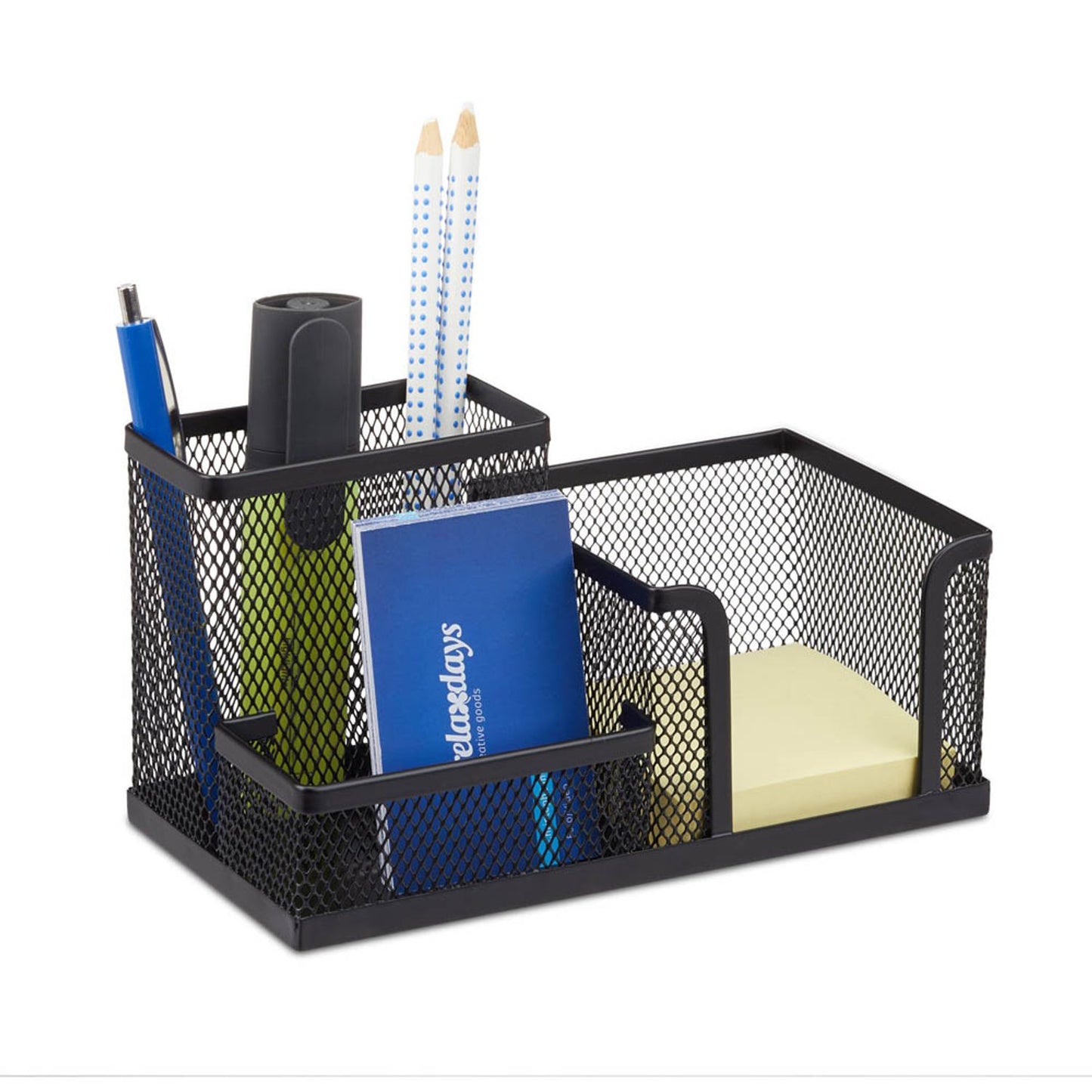 relaxdays Schreibtisch-Organizer Metall 3 Fächer 18,5 x 9,5 x 10,0 cm