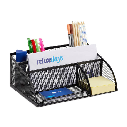 relaxdays Schreibtisch-Organizer Metall 5 Fächer 25,5 x 18,0 x 10,5 cm