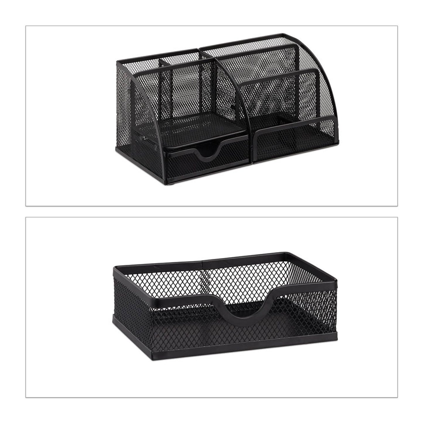 relaxdays Schreibtisch-Organizer Metall 6 Fächer 27,5 x 14,0 x 12,5 cm