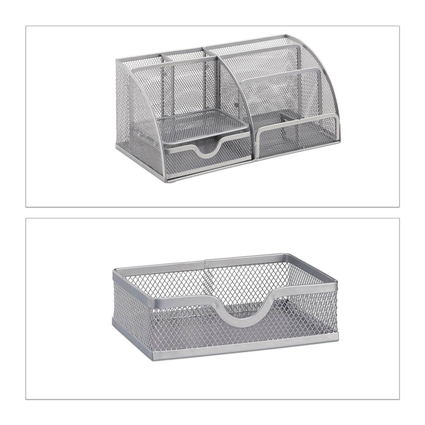 relaxdays Schreibtisch-Organizer Metall 6 Fächer 27,5 x 14,0 x 12,5 cm