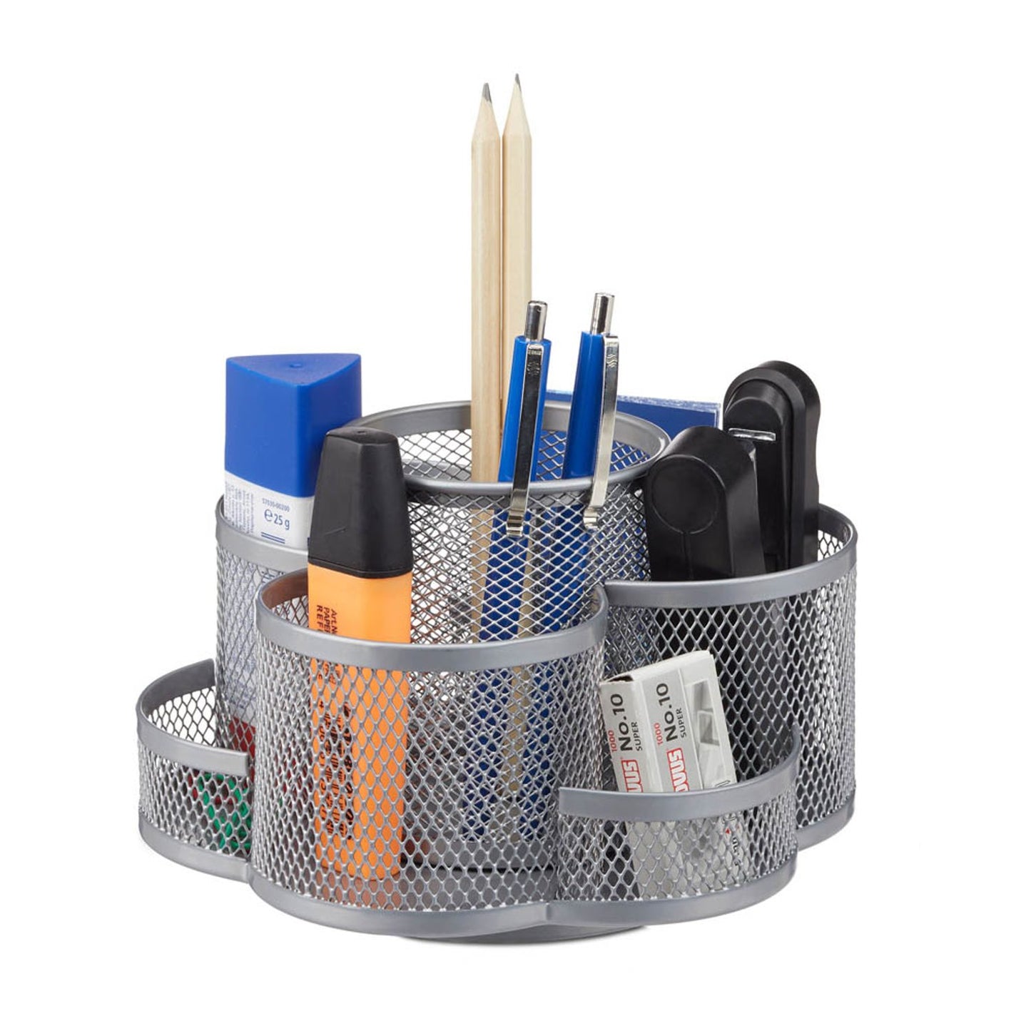 relaxdays Schreibtisch-Organizer silber Metall 7 Fächer 17,5 x 16,5 x 11,0 cm | 10022487_55