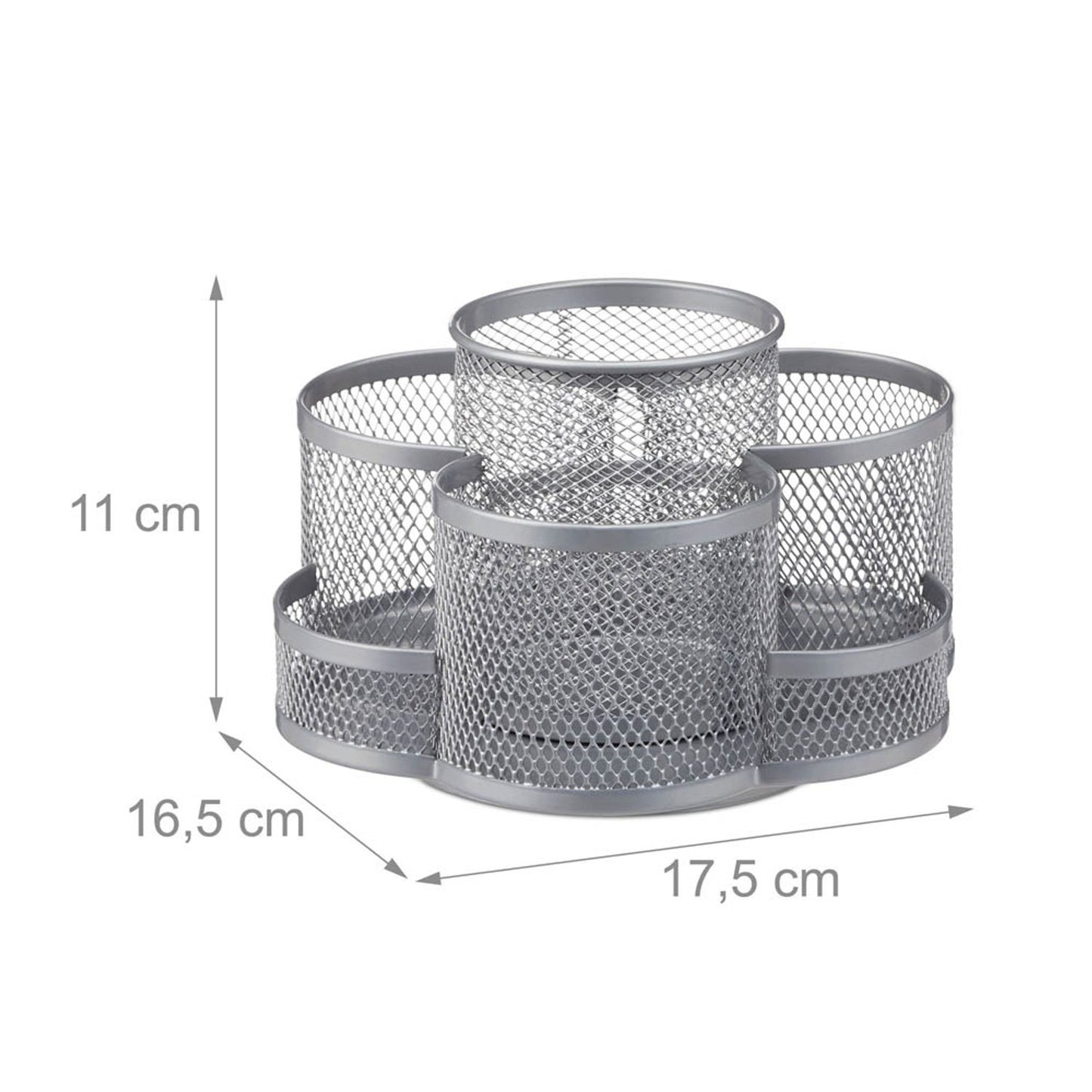 relaxdays Schreibtisch-Organizer silber Metall 7 Fächer 17,5 x 16,5 x 11,0 cm | 10022487_55