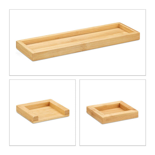 relaxdays Schreibtisch-Organizer braun Bambus 3 Fächer 31,0 x 9,0 x 2,0 cm | 10024617_0