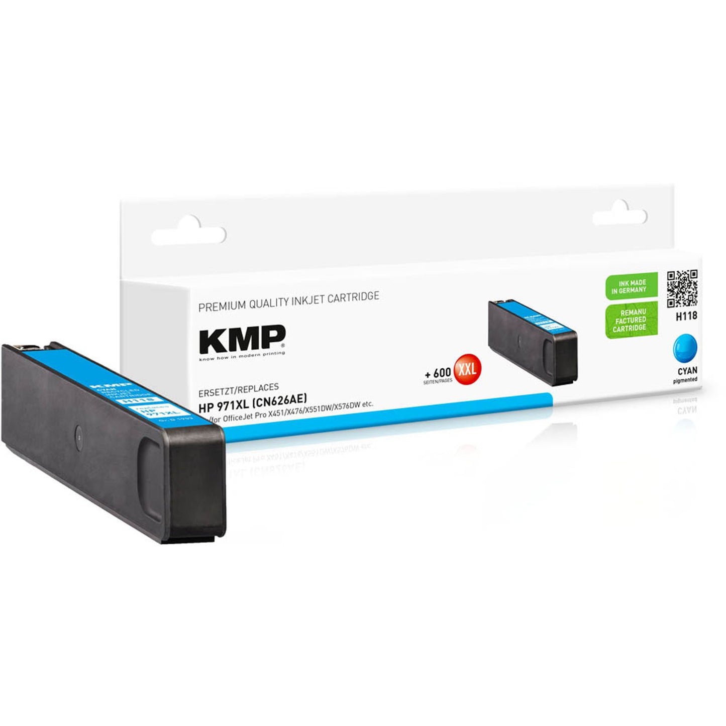KMP H118 cyan Druckerpatrone kompatibel zu HP 971XL (CN626AE) | 1903,4003