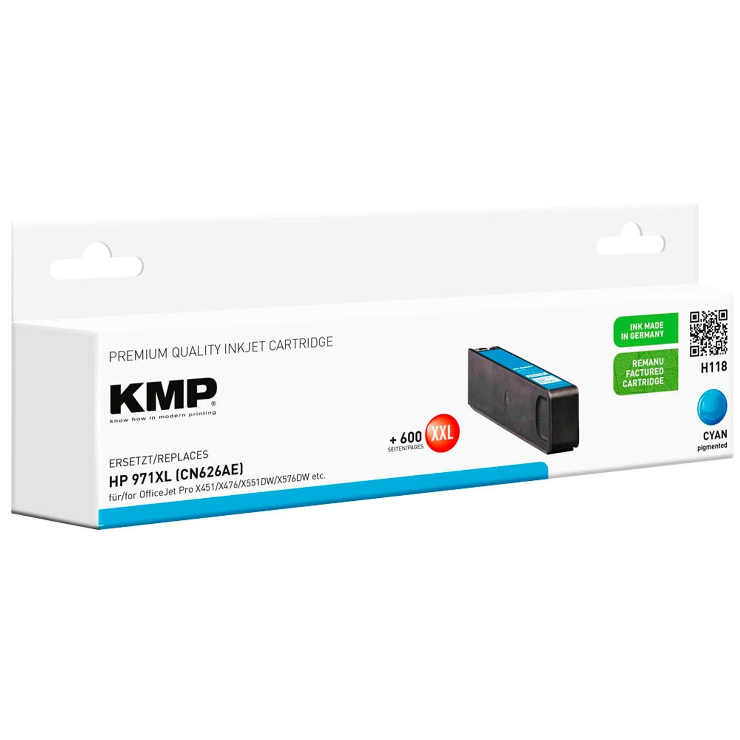 KMP H118 cyan Druckerpatrone kompatibel zu HP 971XL (CN626AE) | 1903,4003