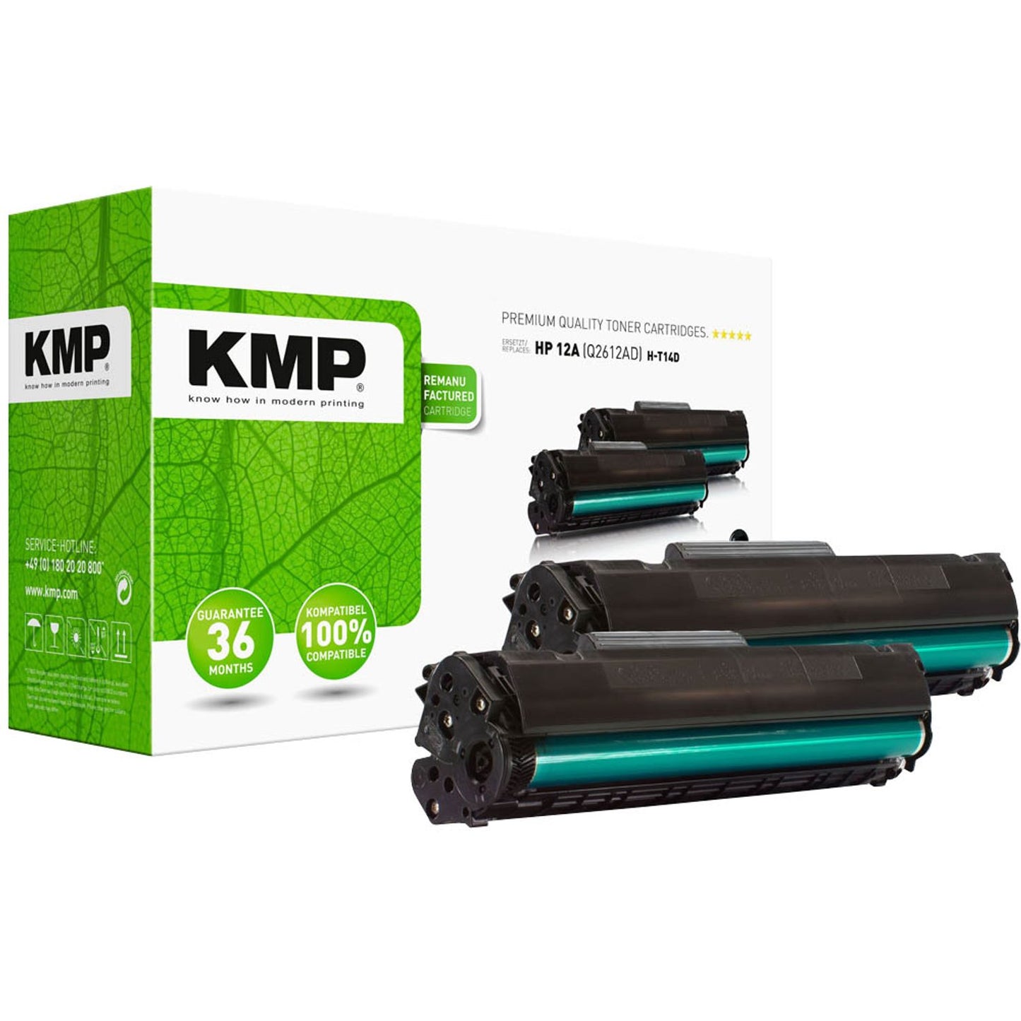 KMP H-T14D schwarz Toner kompatibel zu HP 12A; Canon 703(Q2612AD; 7616A005), 2er-Set | 1114,0021 | 1 Pack = 2 St.