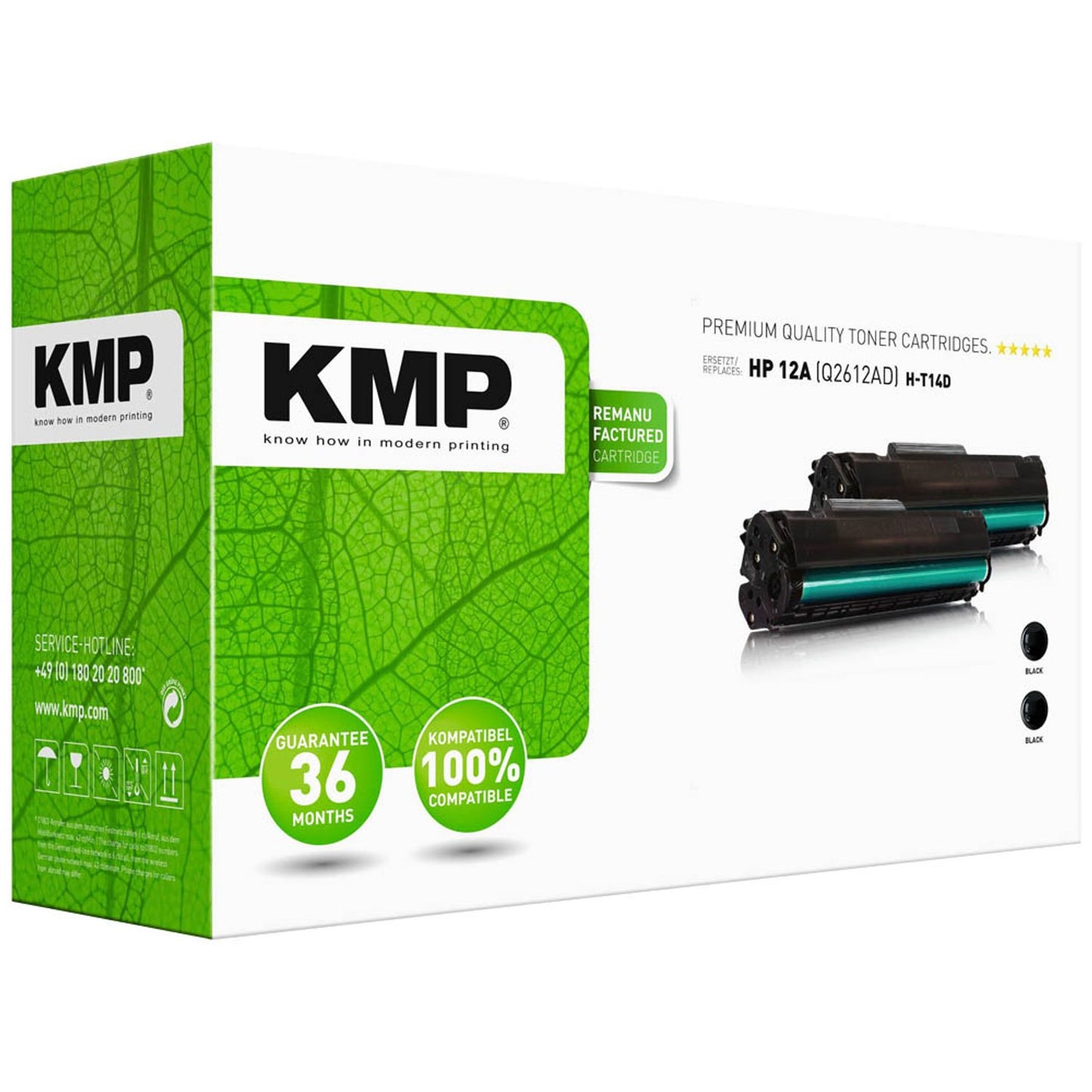 KMP H-T14D schwarz Toner kompatibel zu HP 12A; Canon 703(Q2612AD; 7616A005), 2er-Set | 1114,0021 | 1 Pack = 2 St.