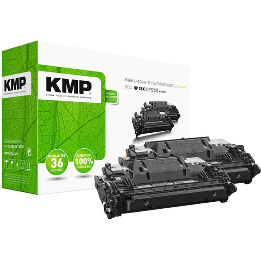 KMP H-245XD schwarz Toner kompatibel zu HP 26X; Canon 052H(CF226XD; 2200C002), 2er-Set | 2539,3021 | 1 Pack = 2 St.
