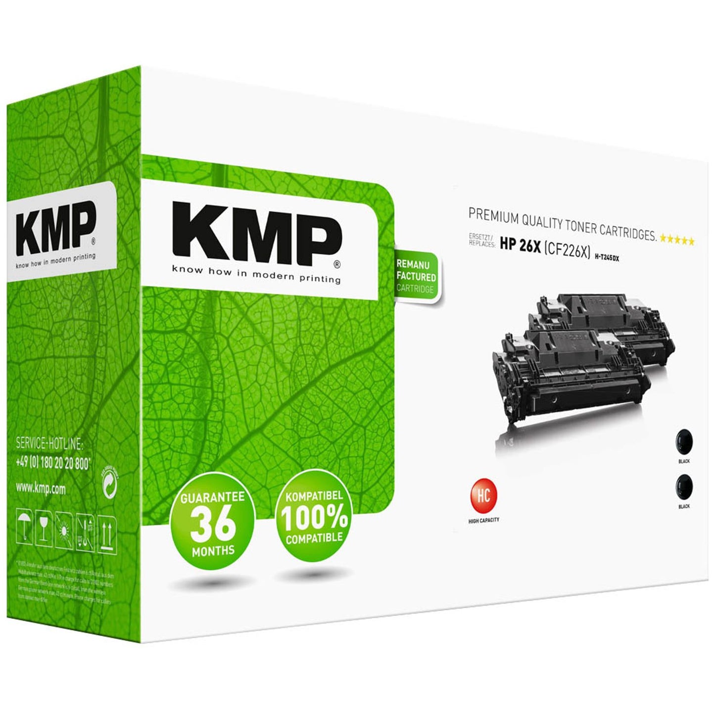 KMP H-245XD schwarz Toner kompatibel zu HP 26X; Canon 052H(CF226XD; 2200C002), 2er-Set | 2539,3021 | 1 Pack = 2 St.