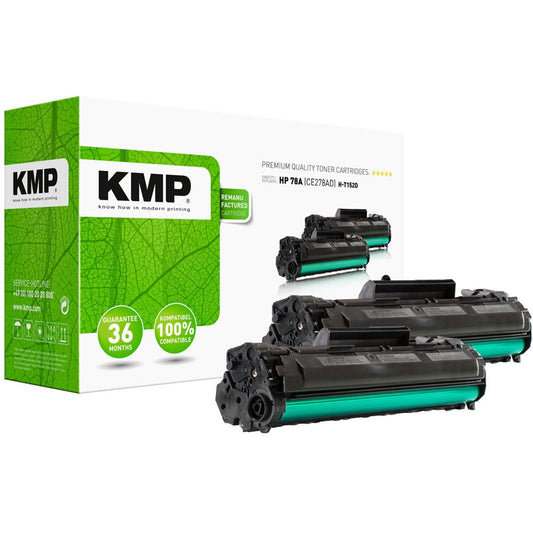 KMP H-T152D schwarz Toner kompatibel zu HP 78A (CE278AD), 2er-Set | 1230,0021 | 1 Pack = 2 St.