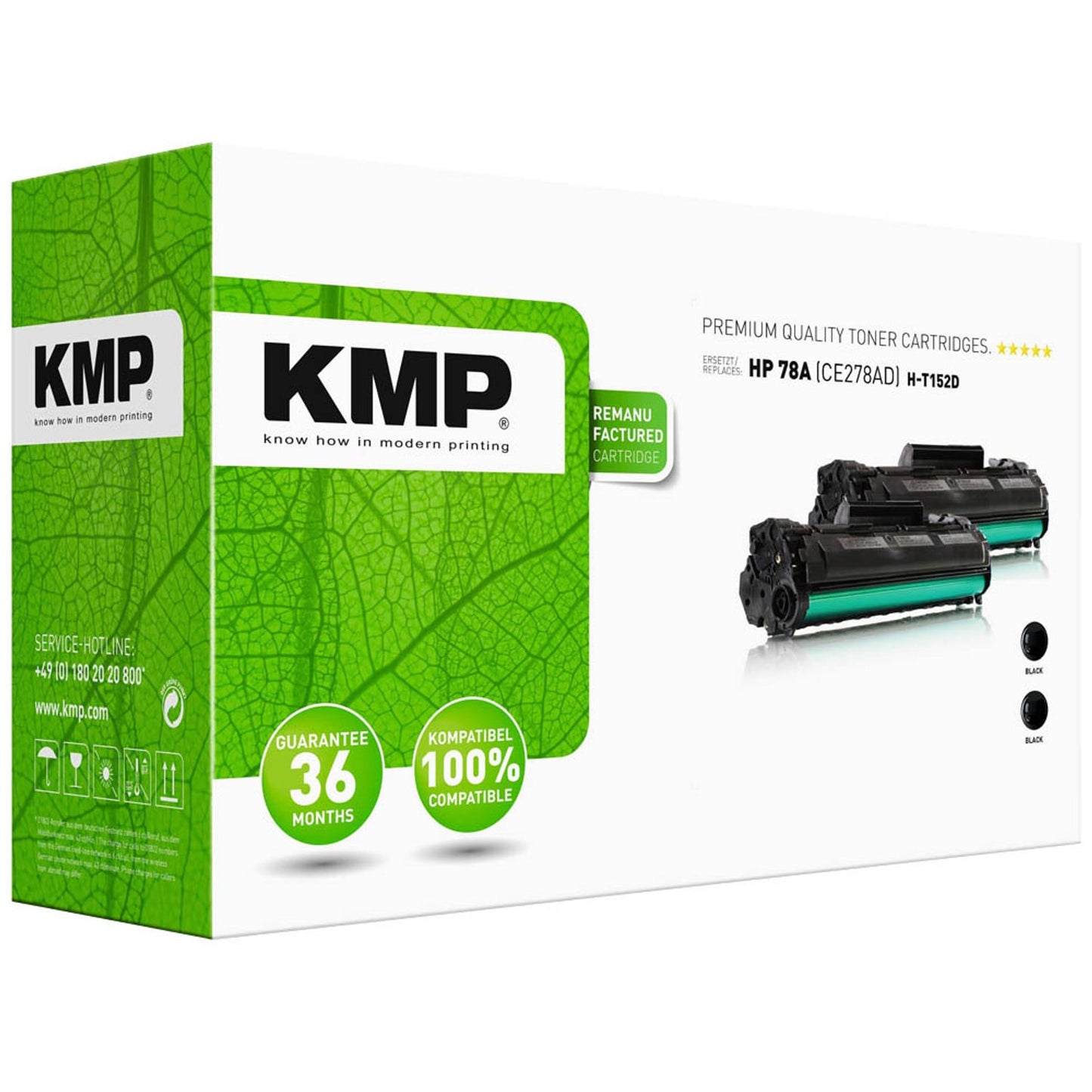 KMP H-T152D schwarz Toner kompatibel zu HP 78A (CE278AD), 2er-Set | 1230,0021 | 1 Pack = 2 St.
