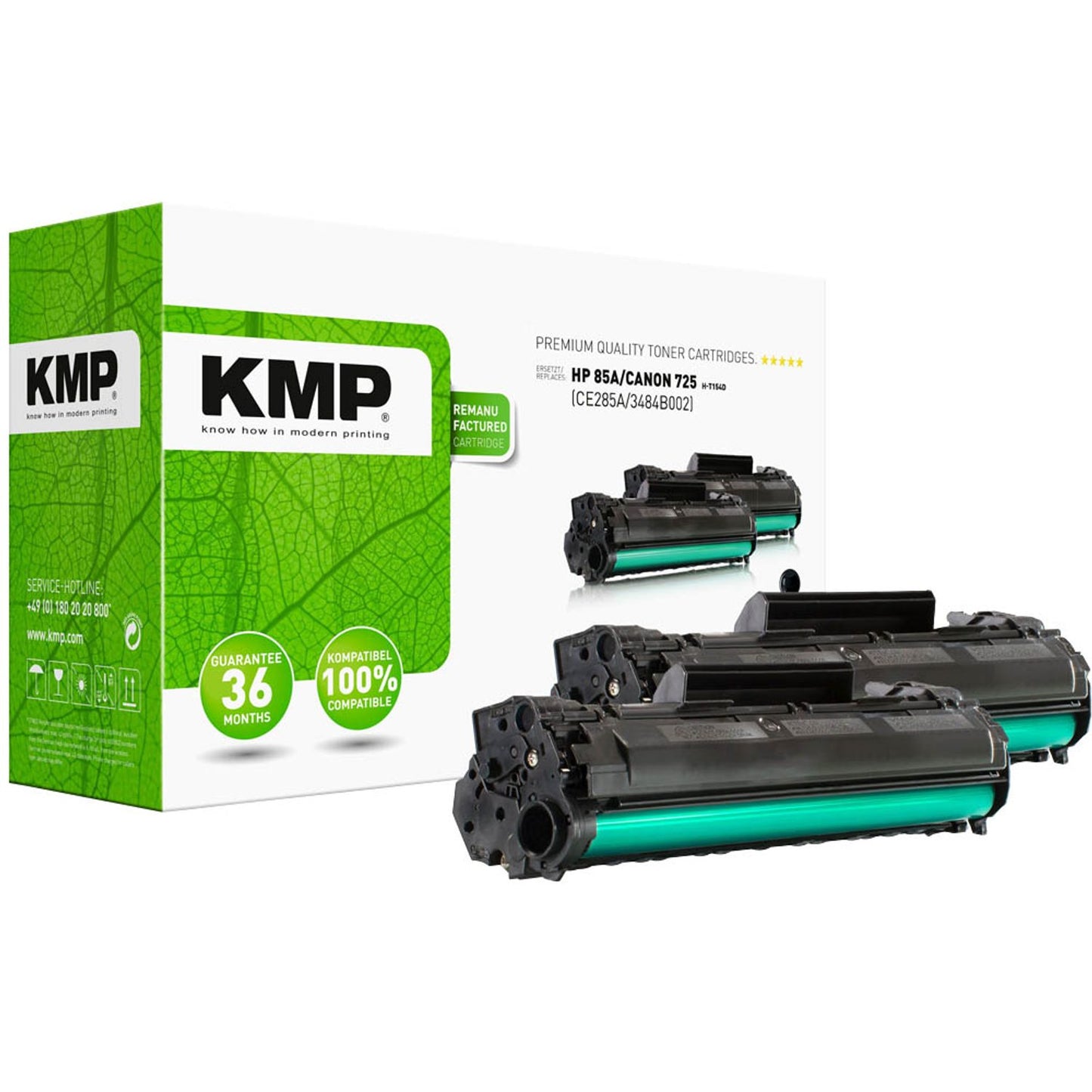 KMP H-T154D schwarz Toner kompatibel zu HP 85A; Canon 725(CE285AD; 3484B002), 2er-Set | 1229,0021 | 1 Pack = 2 St.