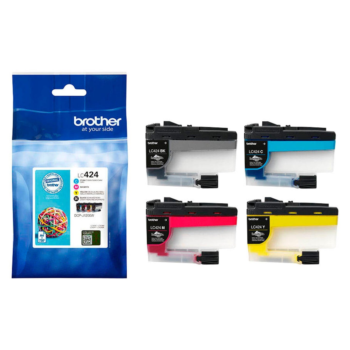 brother LC-424VAL schwarz, cyan, magenta, gelb Druckerpatronen, 4er-Set | LC424VAL | 1 Pack = 4 St.