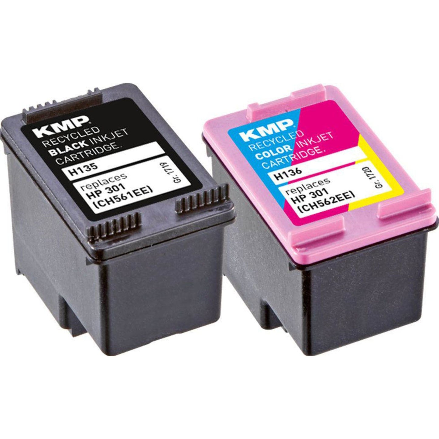 KMP H135V schwarz, color Druckerpatronen kompatibel zu HP 301 (N9J72AE), 2er-Set | 1719,4850 | 1 Pack = 2 St.
