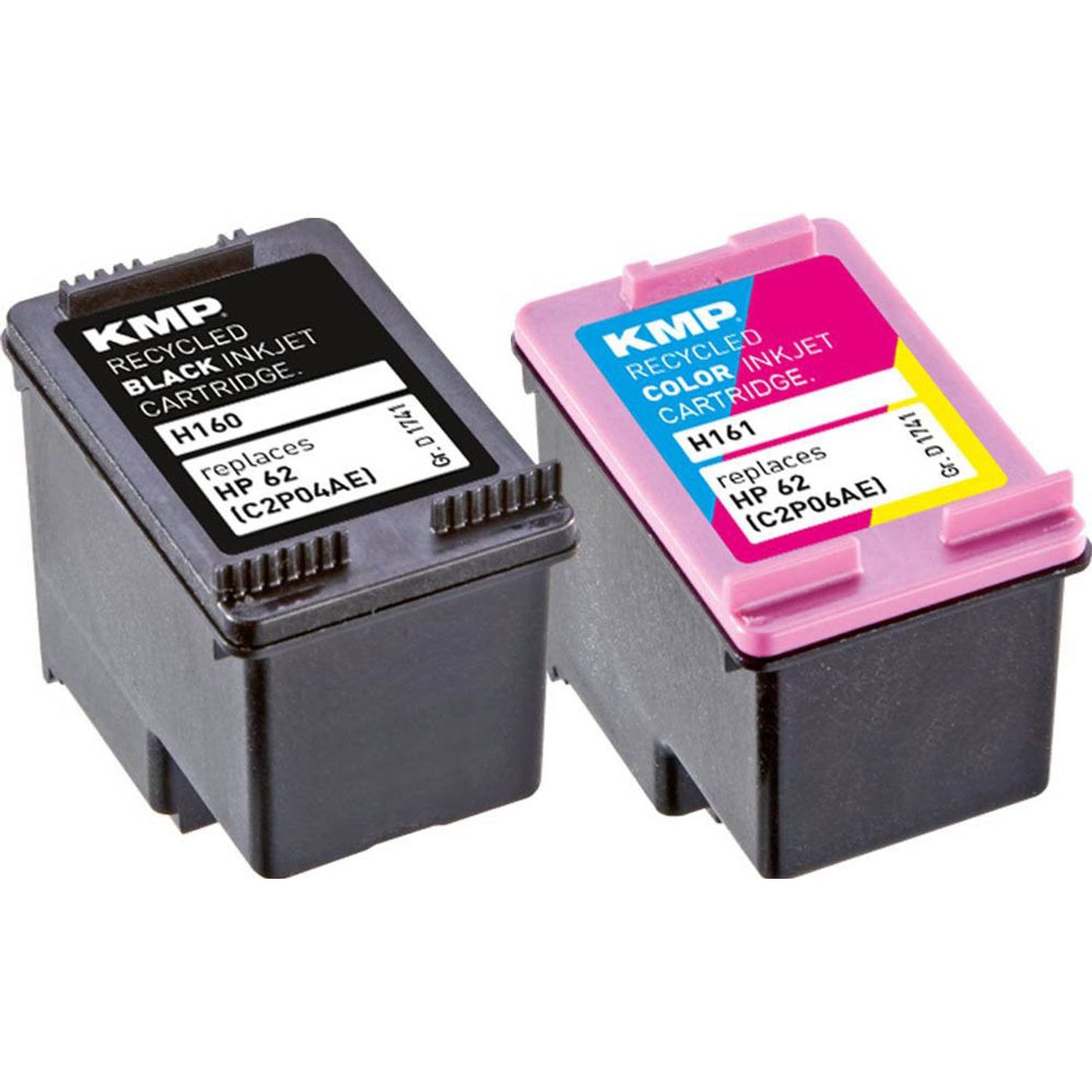 KMP H160V schwarz, color Druckerpatronen kompatibel zu HP 62 (N9J71AE), 2er-Set | 1741,4805 | 1 Pack = 2 St.