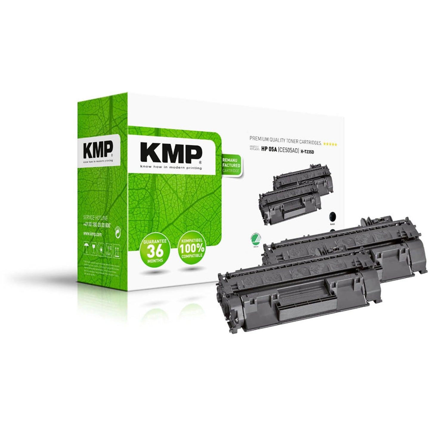 KMP H-T235D schwarz Toner kompatibel zu HP 05A (CE505D), 2er-Set | 1217,8021 | 1 Pack = 2 St.