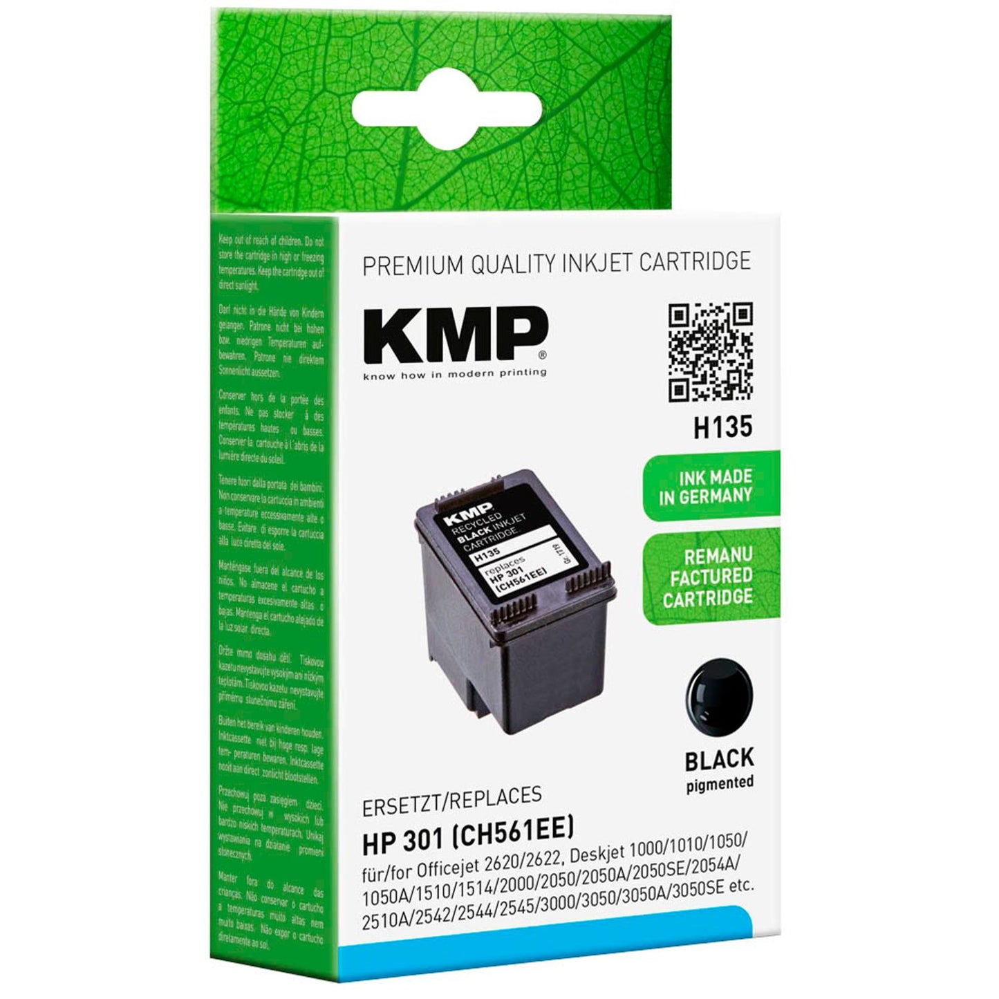 KMP H135 schwarz Druckerpatrone kompatibel zu HP 301 (CH561EE) | 1719,4801