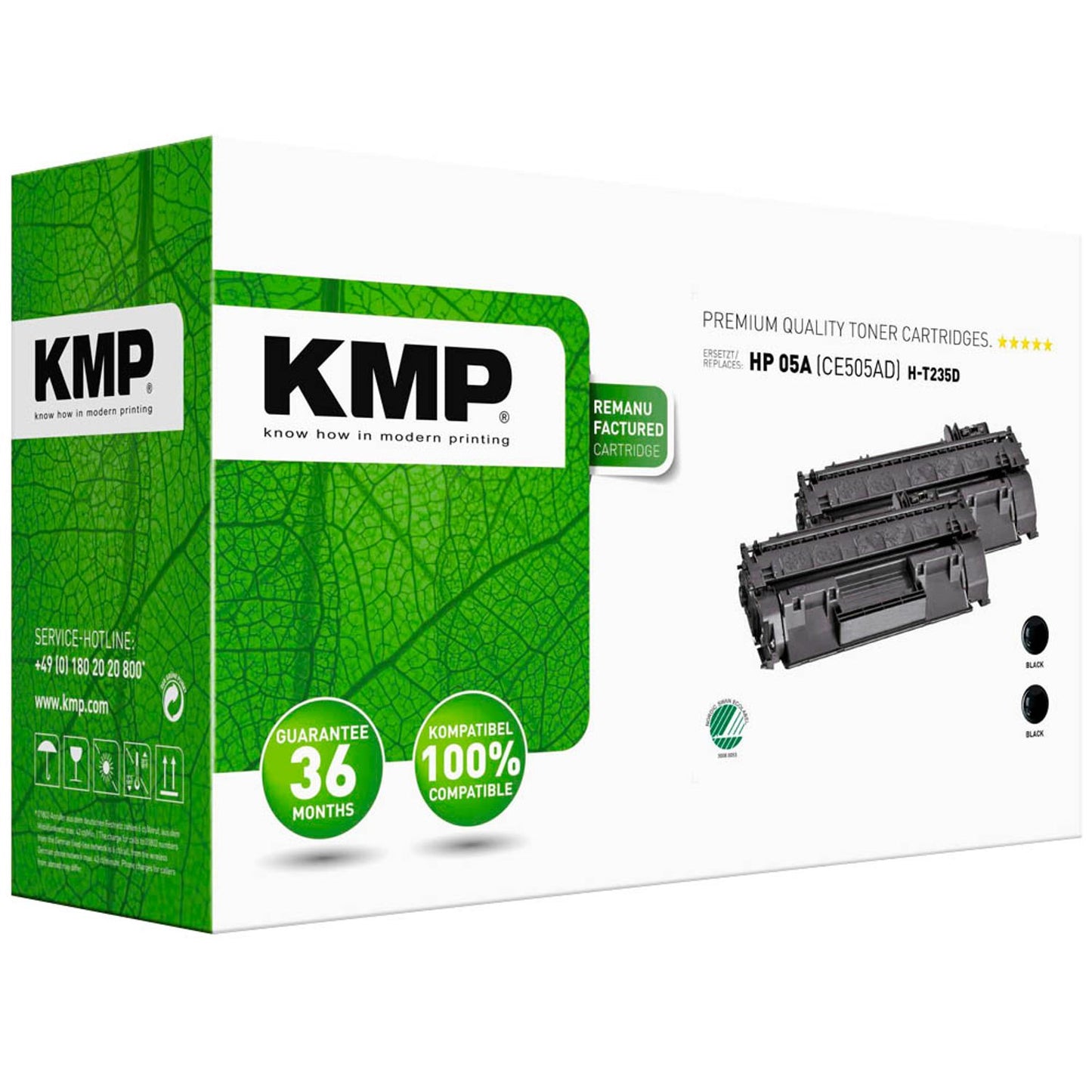 KMP H-T235D schwarz Toner kompatibel zu HP 05A (CE505D), 2er-Set | 1217,8021 | 1 Pack = 2 St.